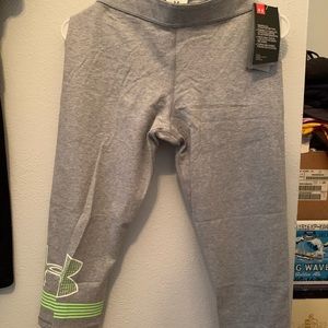 Grey and green under armour capri leggings